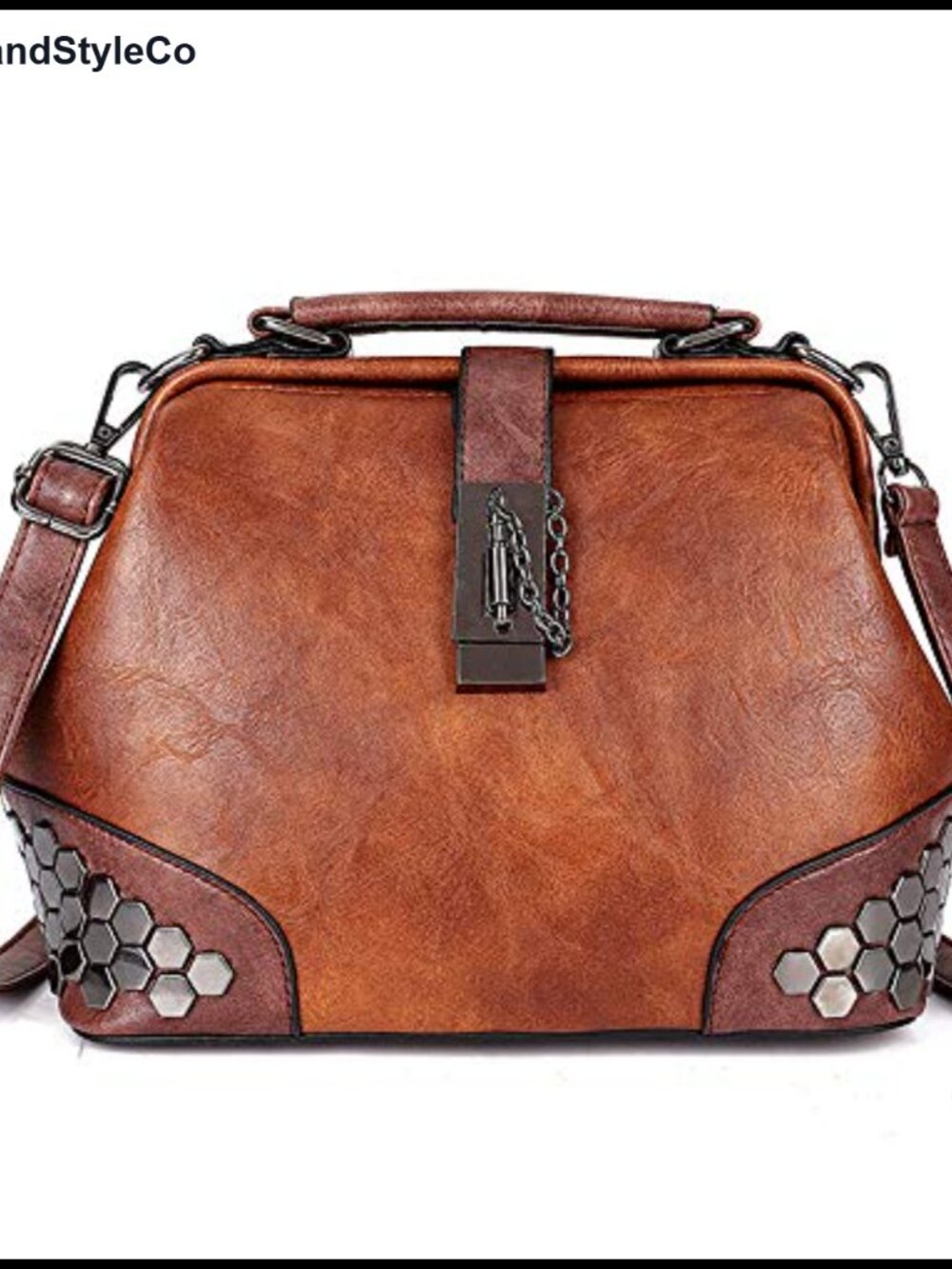 Gothic Studded Doctor Bag Vegan Leather Crossbody Satchel Purse